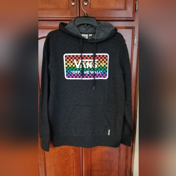 VANS OFF THE WALL 🌈Rainbow Checkered Hooded Sweatshirt-Size Small - Picture 1 of 6